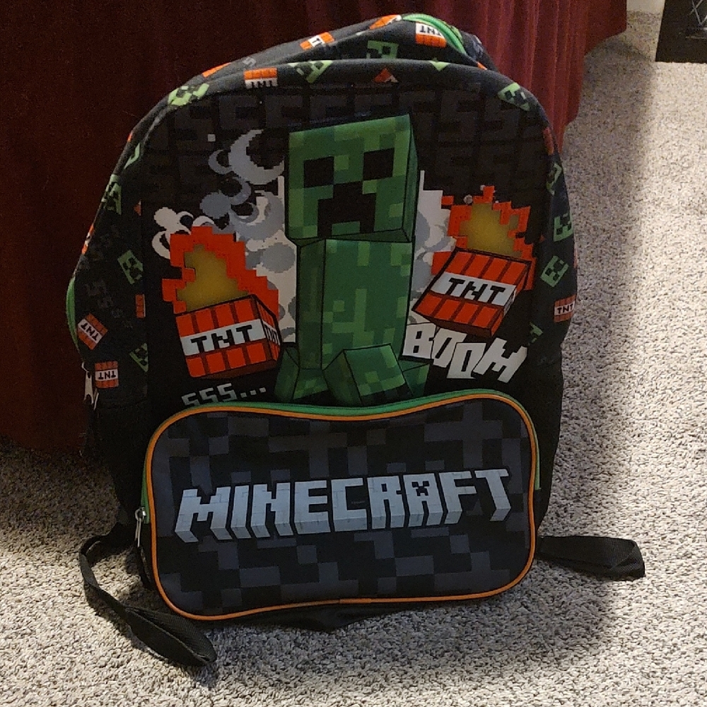 Black and Green Minecraft Backpack